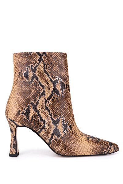 Tamer Tanca Kadın Hakiki Deri Naturel Yılan Topuklu Bot