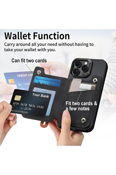 NALACAL Magnetic MagSafe Wallet Card Holder, Leather Slim RFID, Fits 4 Cards - Black