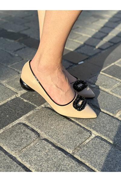 LOVE SHINE Vionis Pointed Toe Round Heel Stone Buckle Women's Shoes Sparkling Style Large Size