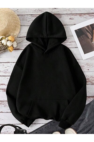 Rokeby Unisex Van Gogh Backpack Printed Hooded Oversized Black Sweatshirt with Kangaroo Pocket