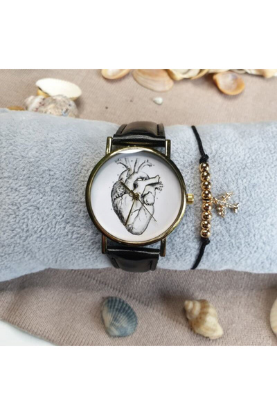 Skymag Elegant heart anatomy watch, eco-leather strap, quartz mechanism