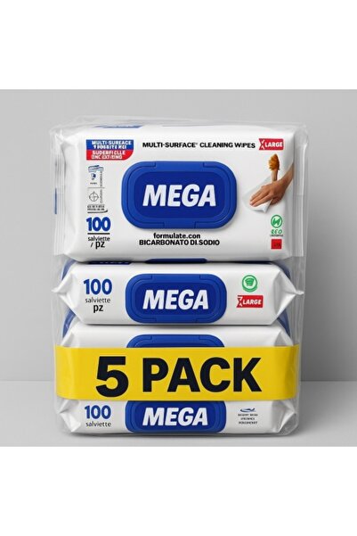 MEGA Set of 5 gift multi-surface wet wipes with baking soda and vinegar,