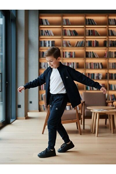 Zekids Boy's T-Shirt Hooded Cardigan Triple Tracksuit Set