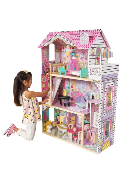KIDKRAFT بيت الدمية الخشبي أنابيل مع الأثاث والإكسسوارات