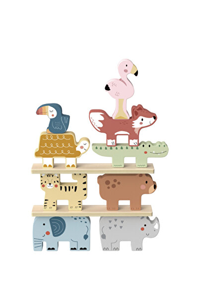 Tooky Toy Joc de echilibru cu animale din lemn FSC