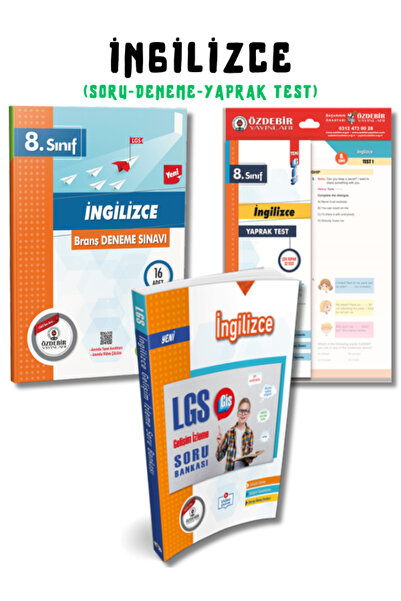 ÖZDEBİR YAYINEVİ 8.Sınıf LGS İngilizce 3'lü Soru Bankası,Deneme ve Yaprak Tes...