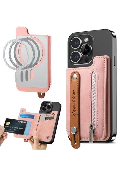 EXCEFORE محفظة مغناطيسية من جلد البولي يوريثان مع جيب بسحاب ومانع لتقنية تحدي...