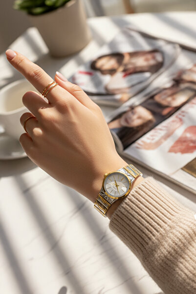 İnogge Newep Two-Color Women's Special Design Round Wristwatch