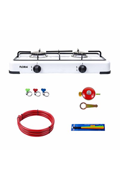 Floria Pachet aragaz cu 2 arzătoare, 51×28cm (ceas cilindric, furtun de 2 m, 3 cleme furtun, aprinzător) ZLN7129_1