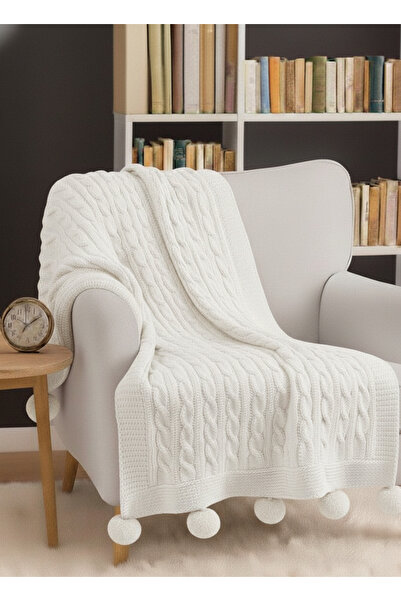 EUROPA HOME Ponponlu diz üstü battaniyesi, şal