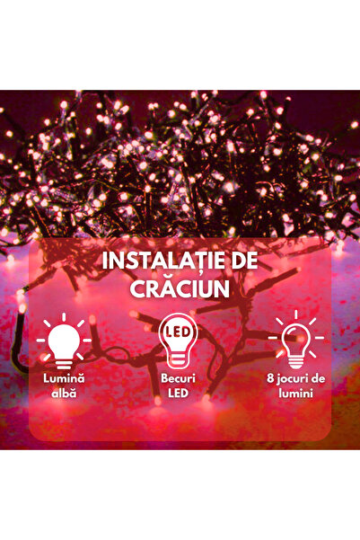 SDEPOT Christmas roll installation, lighting modes, 480 crystal LED bulbs, 100 linear m, red