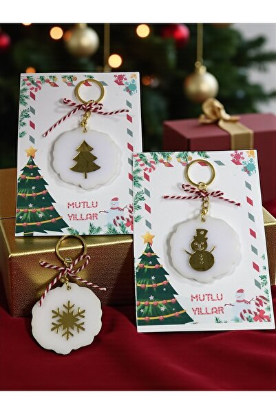 Masalsı Concept 6-Piece Christmas Themed Keychain Set – Pine Tree, Snowman, Snowflake – Gift New Year Ornament