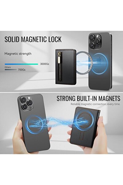 KASTWAVE Magnetic Card Holder MagSafe Compatible Phone Wallet with RFID Blocking - Black