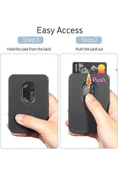 NALACAL Magnetic PU Leather Phone Wallet Card Holder, MagSafe Compatible, Black