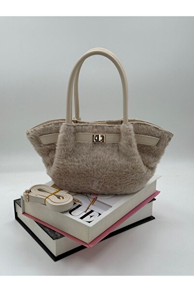 DMG Collection Дълга дръжка с ключалка, мини плюшена дамска чанта през рамо