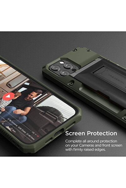 VRS Design Damda Glide Hybrid Case for iPhone 12 Pro Max - Green (Semi-Automatic Card Slot)