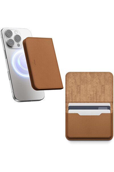 Elago Magnetic Vegan Leather Wallet 3-Card Holder Compatible with MagSafe - Brown