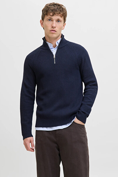 Jack & Jones Jack & Jonesjjpannel Cotton Blend Regular Fit Half Zip Mock Neck Sweater Men's Sweater 12278919