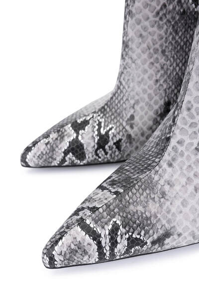 Tamer Tanca Kadın Siyah Yılan Desen Topuklu Bot