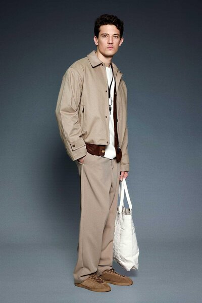 ablukaonline Men's relax fit contrast collar jacket beige