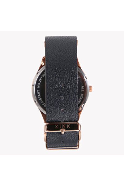 ZINK Men's Rose Gold Quartz Watch, Stainless Steel/Leather | ZK-001