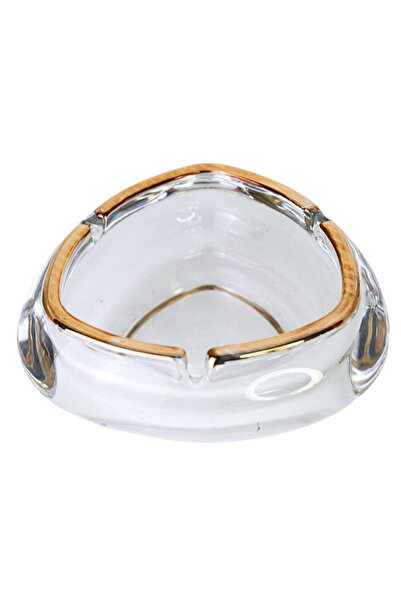 SAFECARE Transparent Narrow Triangular Ashtray with Golden Line