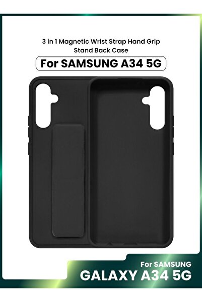 ineix غطاء واقٍ مغناطيسي 3 في 1 مع حزام معصم وحامل لهاتف Samsung Galaxy A34 5G