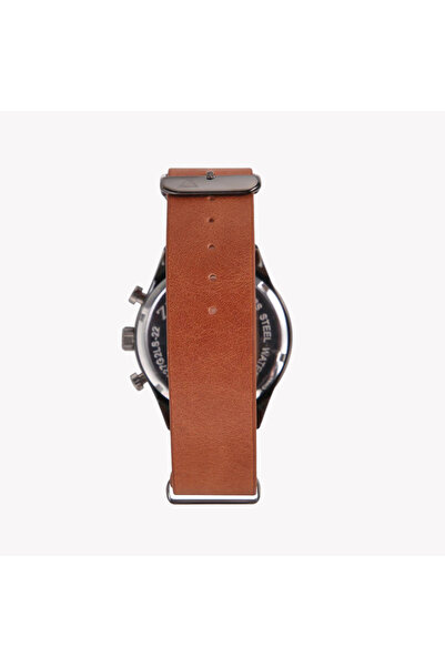 ZINK Men's Stainless Steel Black Watch, Brown Leather | ZK127G2LS-22