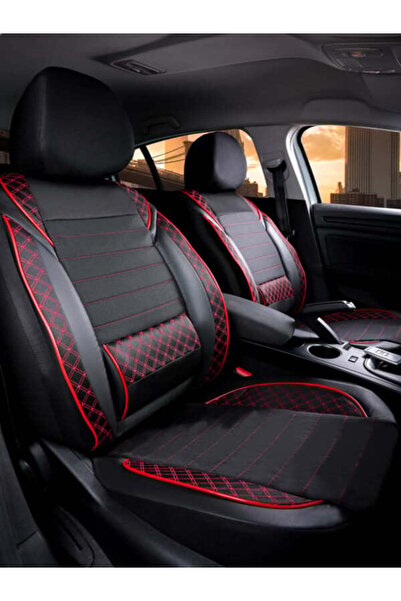 barototuning غطاء مقعد سيارة فولكس فاجن تي-روك متوافق مع سلسلة فيرا باللونين الأسود والأحمر، طقم من 5 قطع M-1099