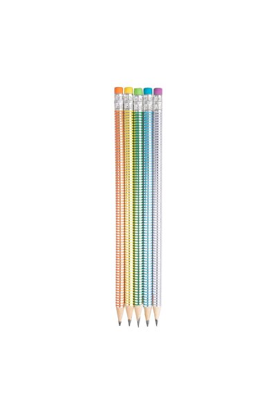 Strigo HB pencils with multi-colored eraser and metallic pastel body, 36 pcs