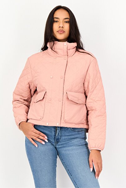Andrew Marc Women Quilted Puffer Jacket, Coral Pink