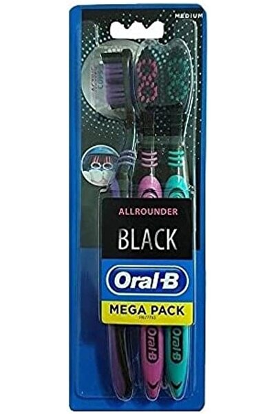 Oral-B Oral B All Rounder Black 3 Pack Toothbrush Medium