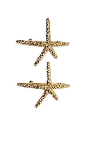 cityvision Set of 2 Gold Starfish Shaped 7 cm Metal Hair Clips – Elegant and Stylish Look
