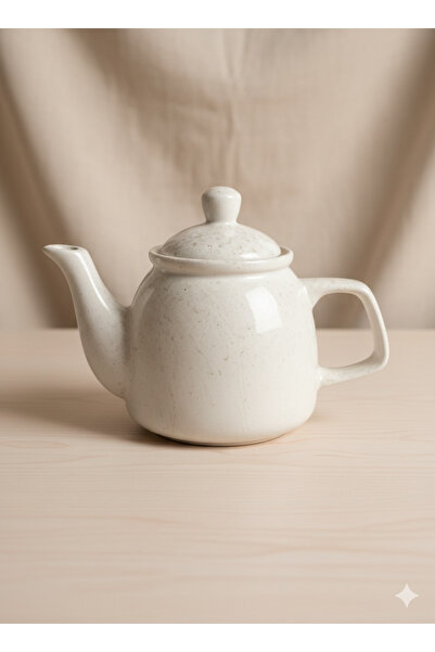 ASPOL Bej Porselen Demlik Kapaklı / Porselen Çaydanlık / Çaydanlık