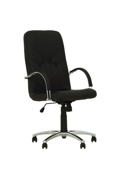 Ergonica Scaun directorial MAVIS STEEL CHROME, piele ecologică neagră