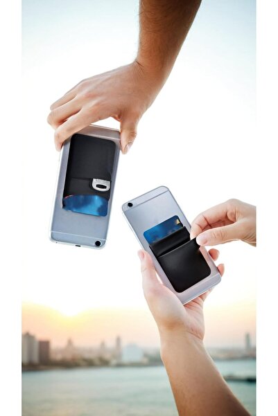 Sweet seven Stretchy Wallet Stick-On Pocket for Credit Card & ID (2pcs Black, 1pc Pink)