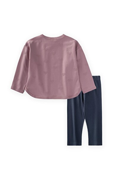 Cigit Long Sleeve T-Shirt Set 1-7 Years Lilac
