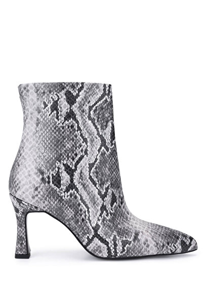 Tamer Tanca Kadın Siyah Yılan Desen Topuklu Bot