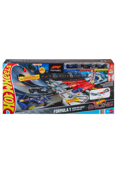 HOT WHEELS مجموعة حلبة سباق الجائزة الكبرى للفورمولا 1 مع 3 سيارات لعبة مصبوب...