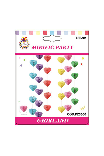 Mirific Party Ghirlandă decorativă, culori asortate, 1,2 m, inimă