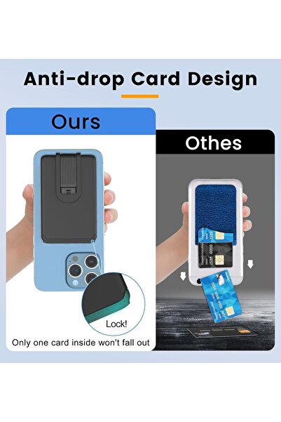 AZONEE Ultra Slim Silicone Phone Card Holder with Stand – Black