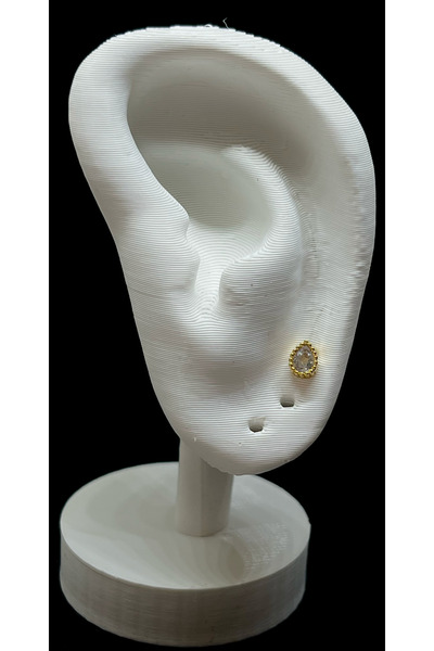 Lume Store Damla Detaylı Taşlı Cerrahi Paslanmaz 316L Çelik Helix Tragus Pier...