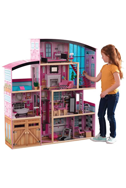 KIDKRAFT بيت الدمية الخشبي شيمر مانشن مع الملحقات المضمنة