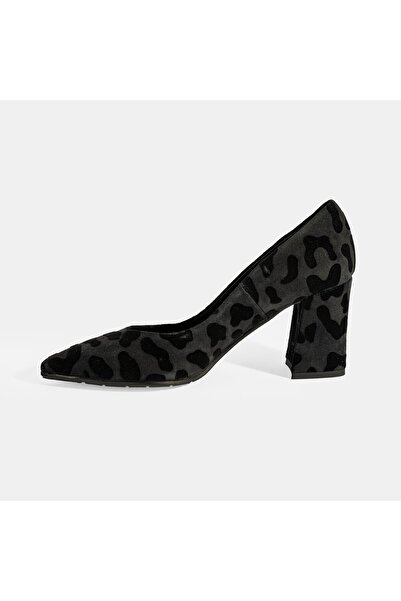 Desa Luca Grossi Women's Black Leopard Heeled Suede Classic Shoes