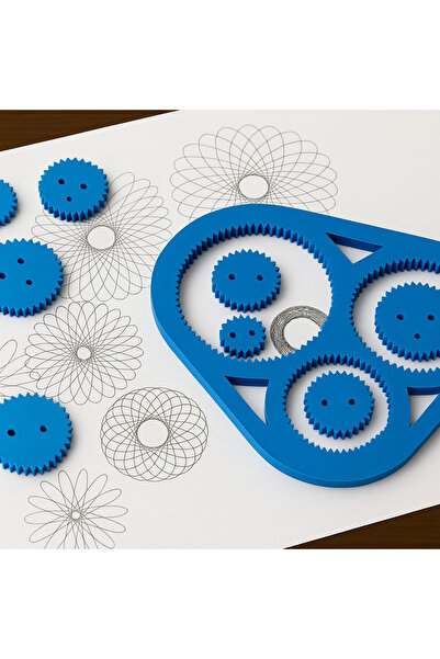 Sunman 5'Li - Spirograf Çizim Şablonu - Geometrik Desenler Motif Cetveli Eğitici Oyuncak Çizim Şablonu