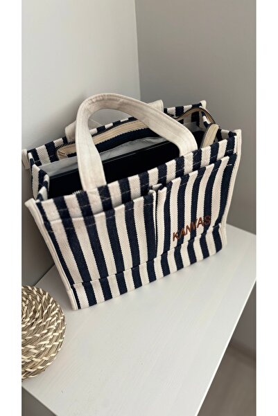 ESNEVA Women's Canvas Fabric Two-Piece Hand and Shoulder Bag with Front Pockets