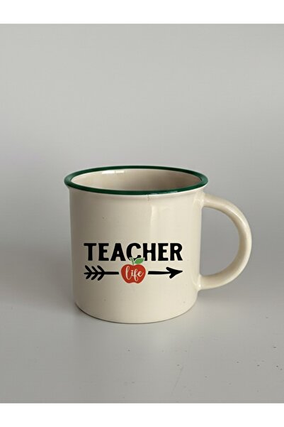 IŞILAY PROMOSYON Green - Teacher Life Modern Ceramic Mug with Lip