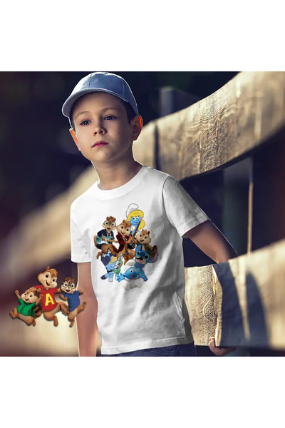 OEM Kids Boys T-Shirt Alvin Bluey Stich The Smurfs Smurfette Musical Band Guitar