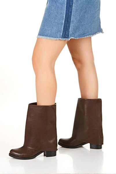 DARUGA Kadın Kalın Topuklu Özel Üretim Boru Paça Günlük Bot