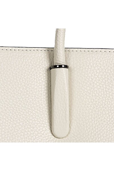 İNJOY Women's Genuine Leather Bag 8660 Cream